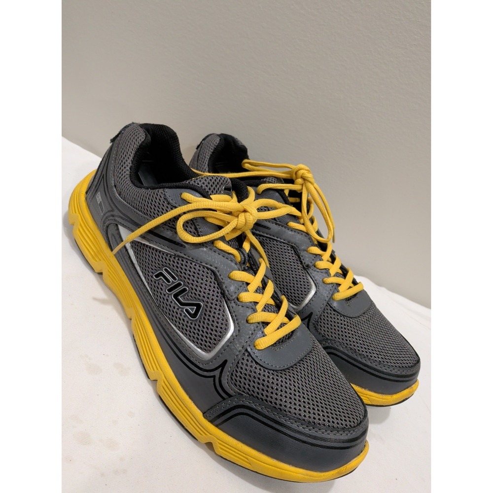 Fila Cool Max Mens Sz 12 Gray Yellow Athletic Training Running Shoes 1HR18027049